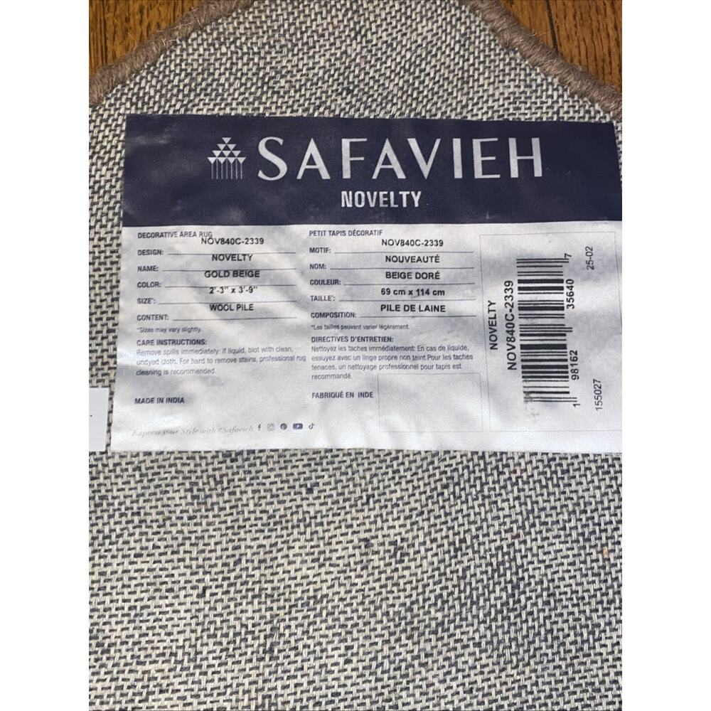 Safavieh Dog Rug 2’3”x3’9”Handmade Wool Pile Gold Beige Puppy Labrador Novelty - Picture 5 of 7
